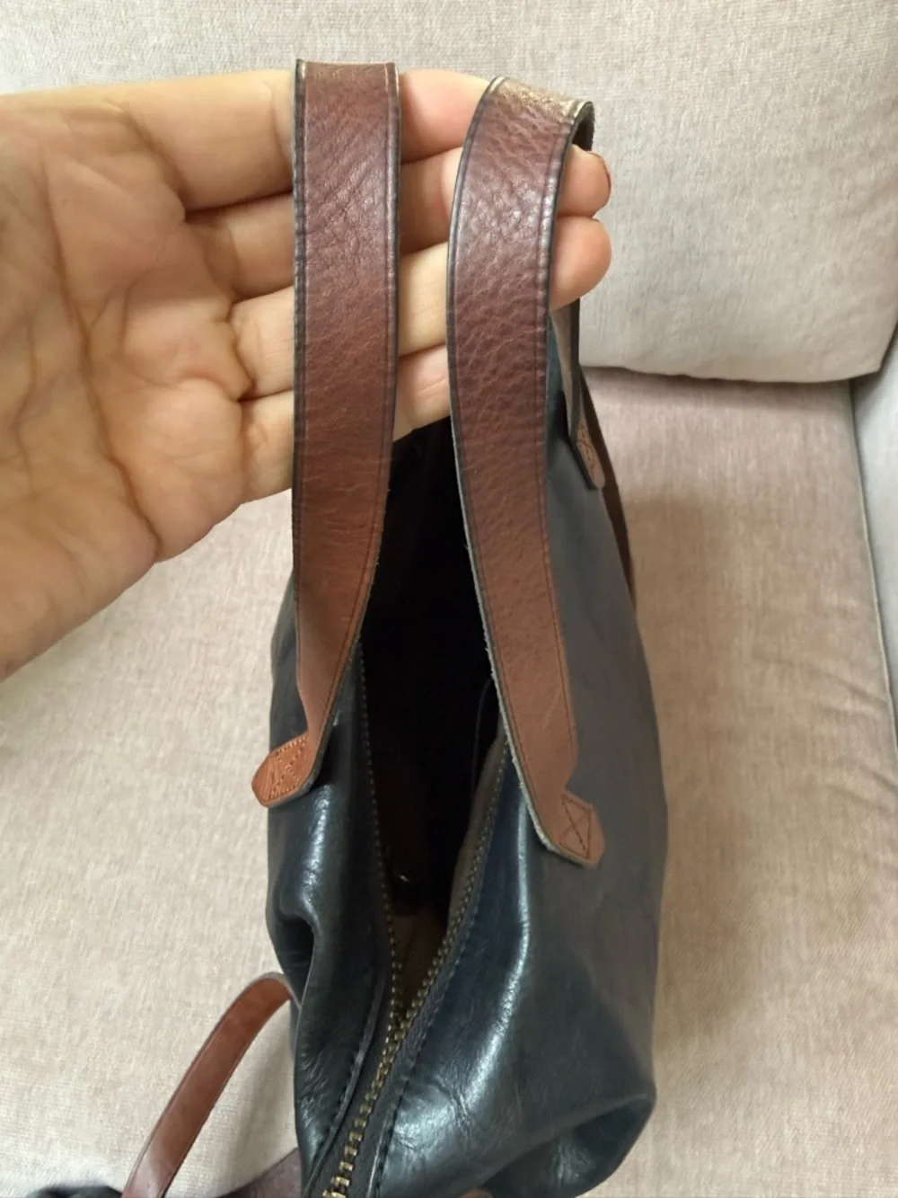 Madewell Leather Transport Zip Top Carryall Crossbody Black Brown Tote Bag